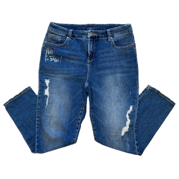 Chico's Denim - CHICO'S Embroidered Ankle Jeans - So Slimming Girlfriend